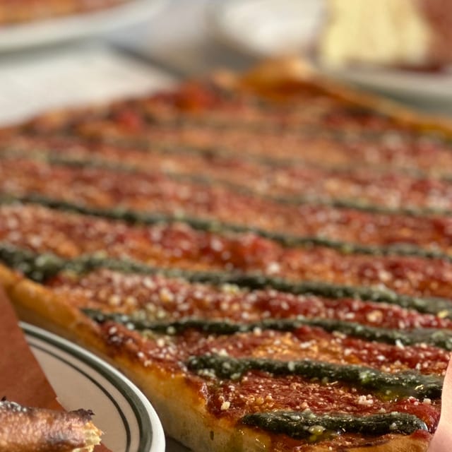 Square Vodka Pesto Slice.